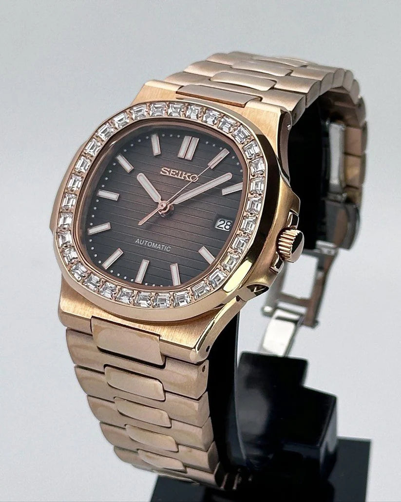 NAUTILUS MOD ROSE GOLD BROWN DIAMOND