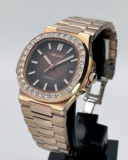 NAUTILUS MOD ROSE GOLD BROWN DIAMOND